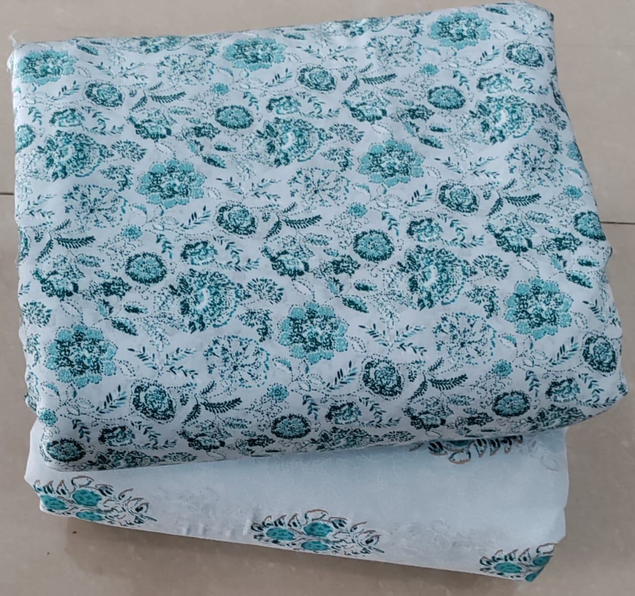 Elegant Hand Block Printed Cotton Top And Bottom Suit Sets