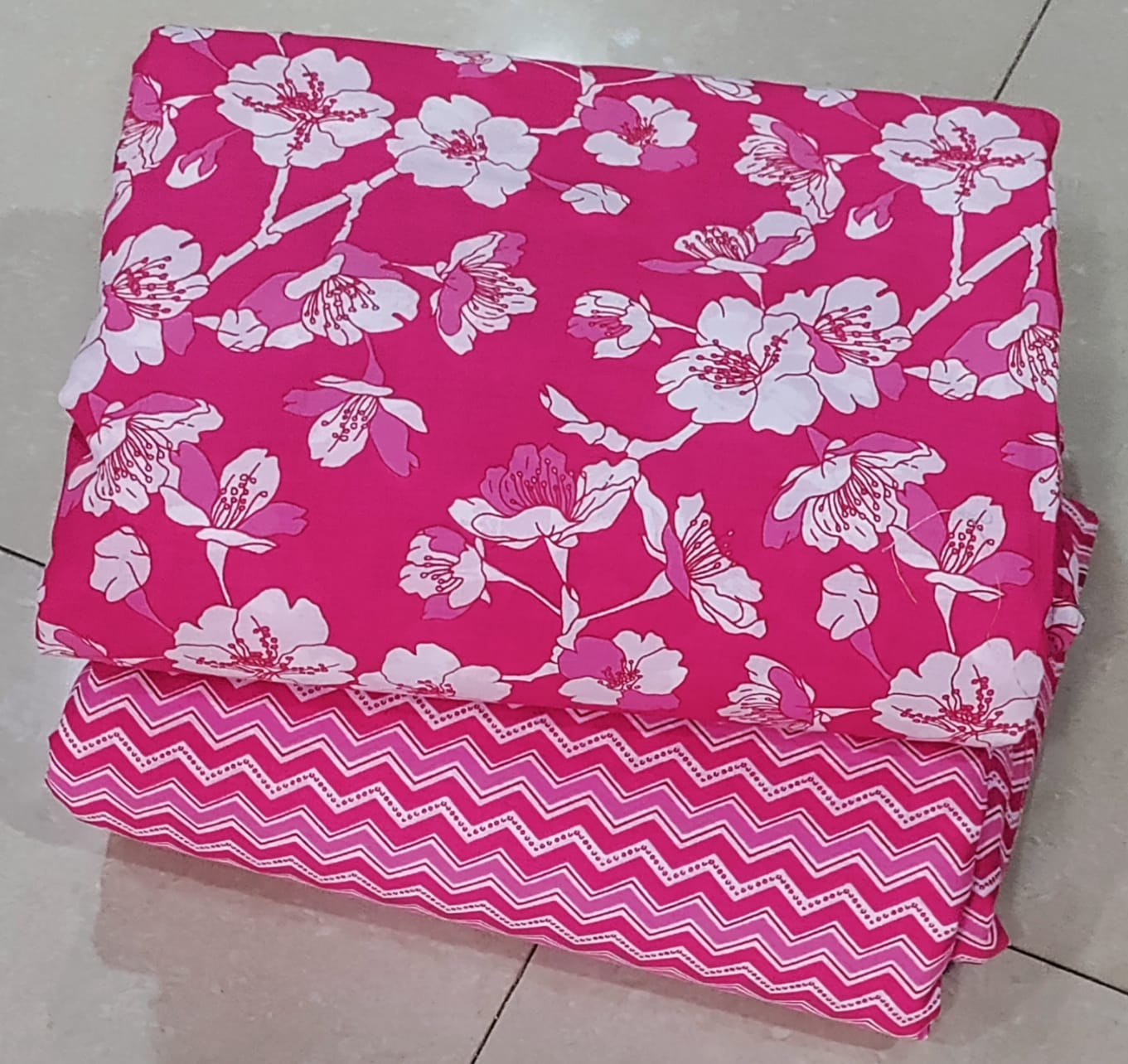 Elegant Hand Block Printed Cotton Top And Bottom Suit Sets