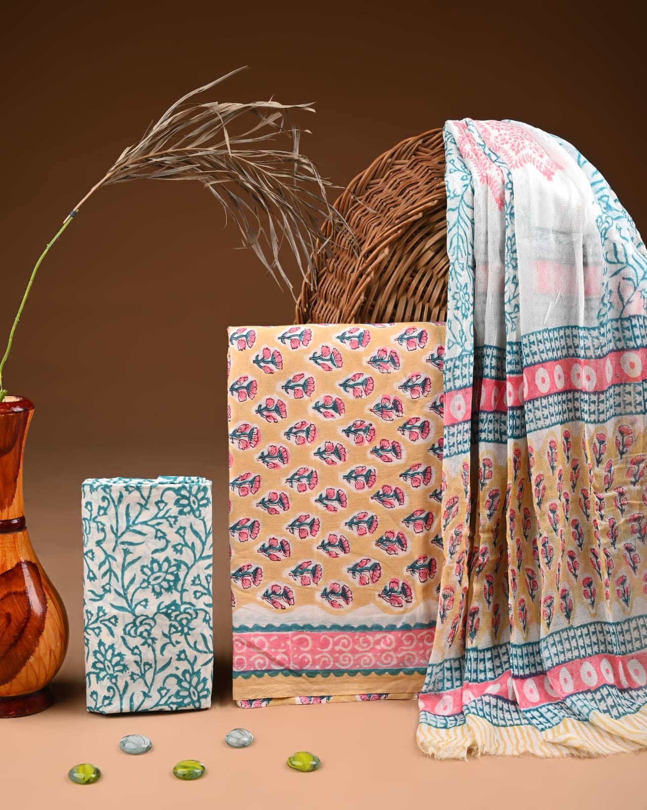 PREMIUM COTTON SUIT SET WITH CHIFFON DUPATTA