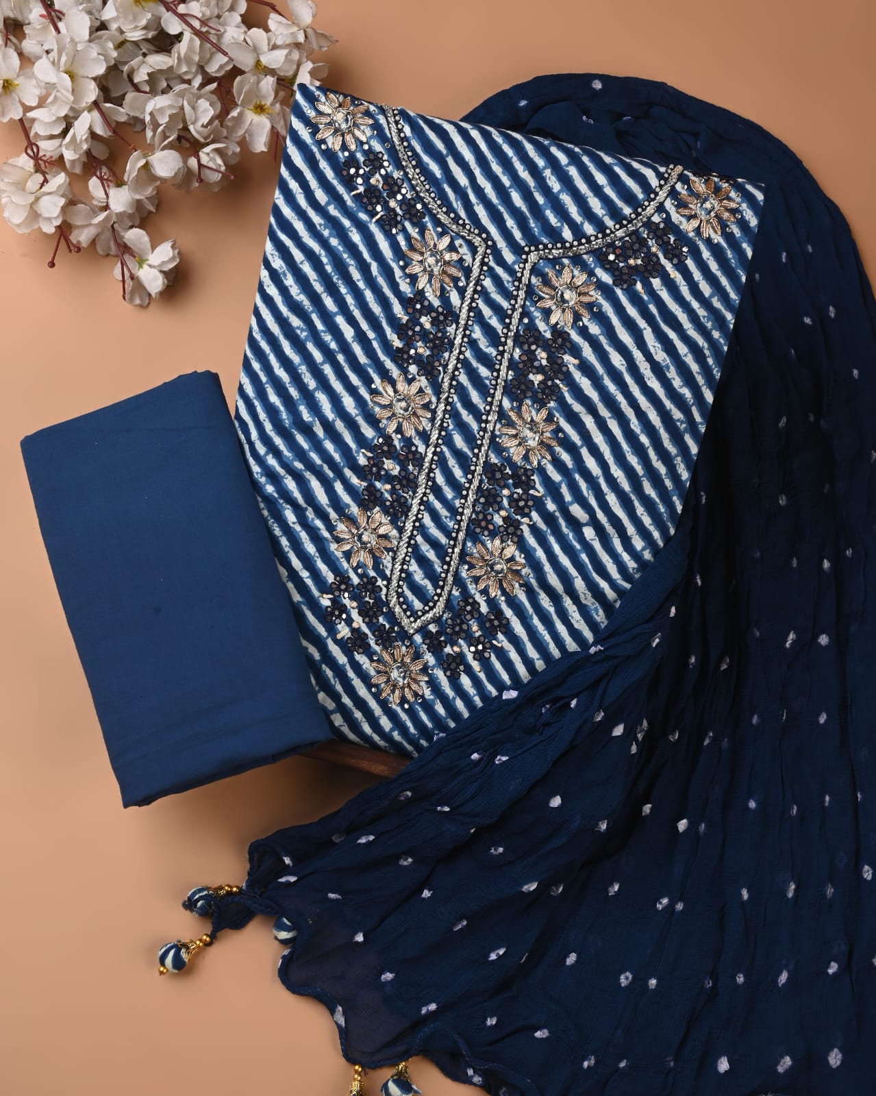 PREMIUM GOTA PATTI COTTON SUIT SET WITH CHIFFON DUPATTA