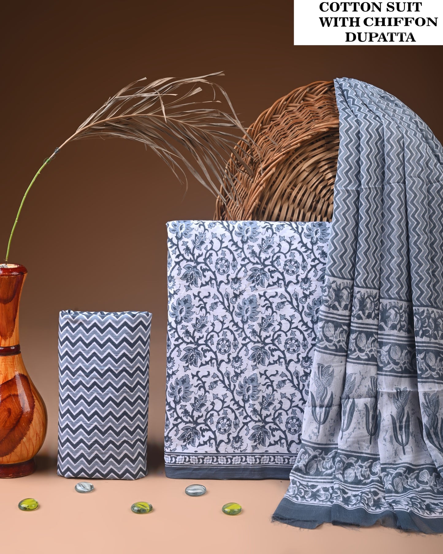 PREMIUM COTTON SUIT SET WITH CHIFFON DUPATTA