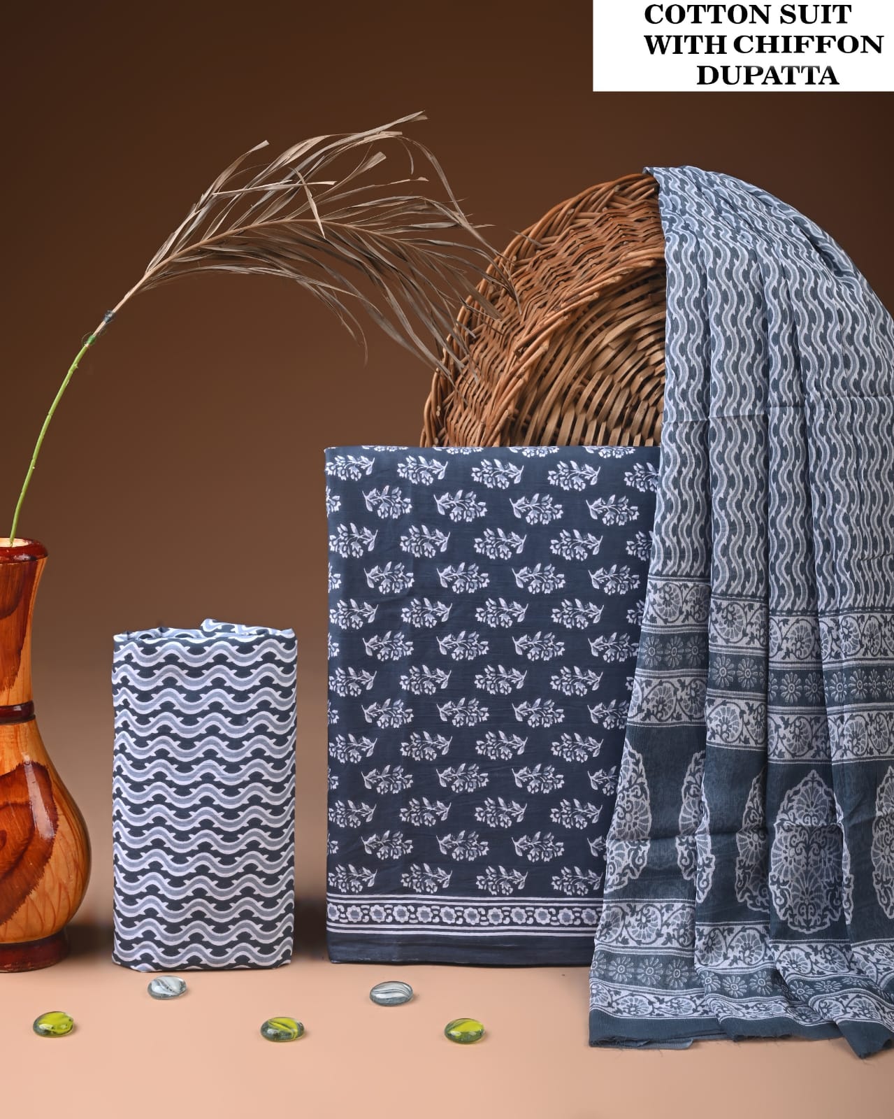 PREMIUM COTTON SUIT SET WITH CHIFFON DUPATTA