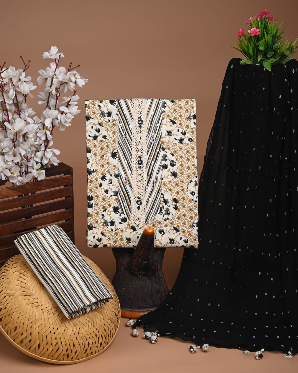 PREMIUM GOTA PATTI COTTON SUIT SET WITH CHIFFON DUPATTA
