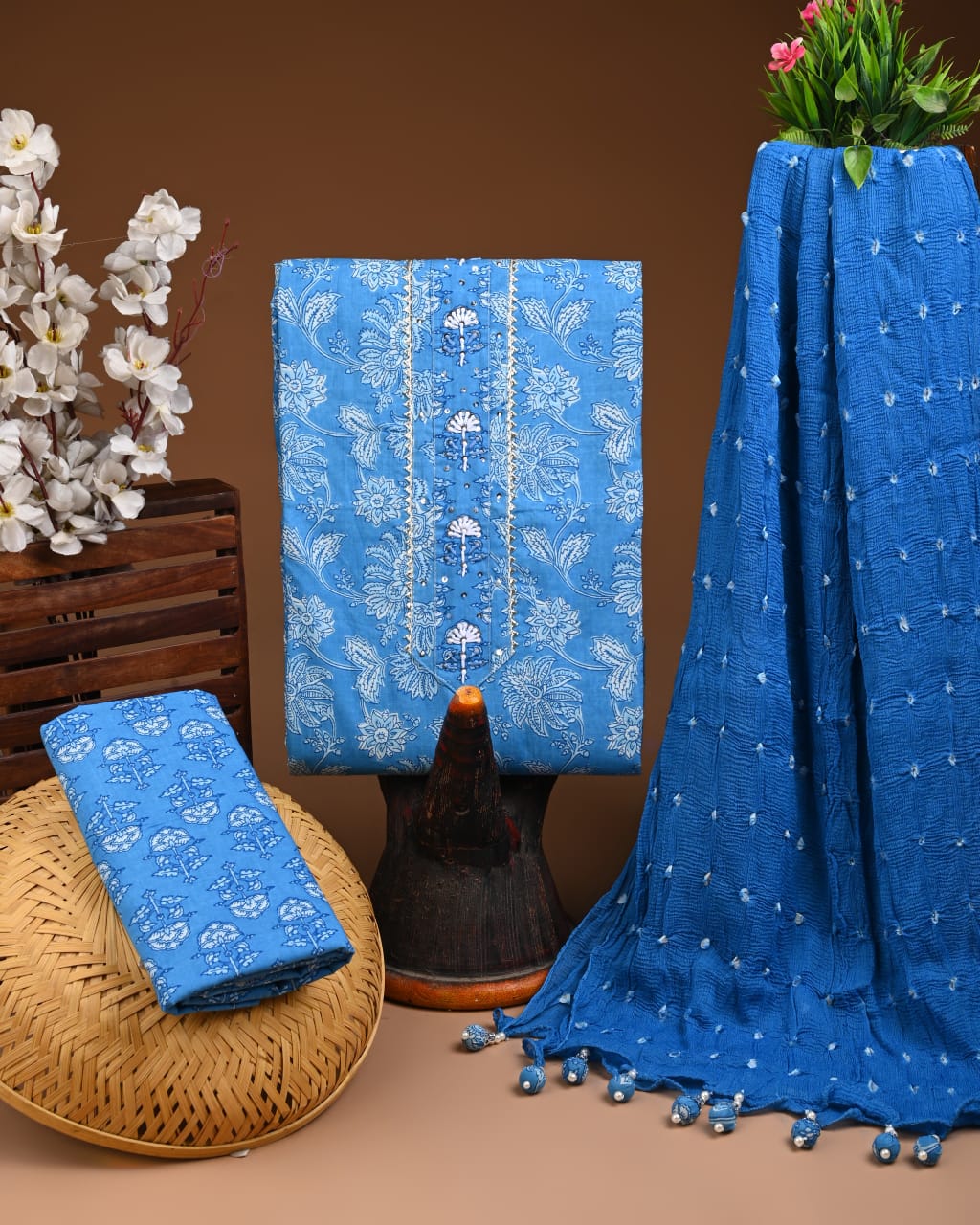 PREMIUM GOTA PATTI COTTON SUIT SET WITH CHIFFON DUPATTA