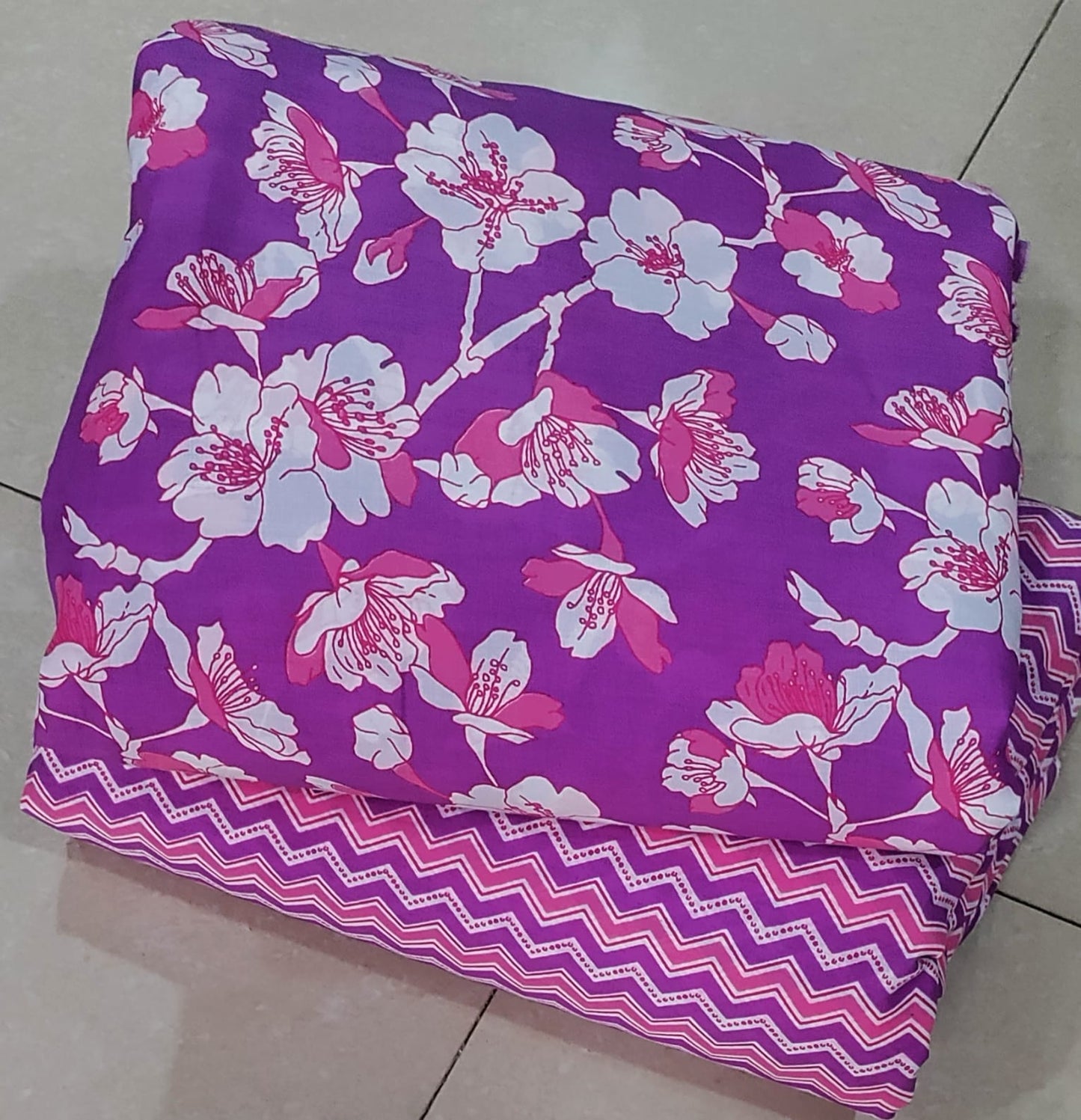 Elegant Hand Block Printed Cotton Top And Bottom Suit Sets