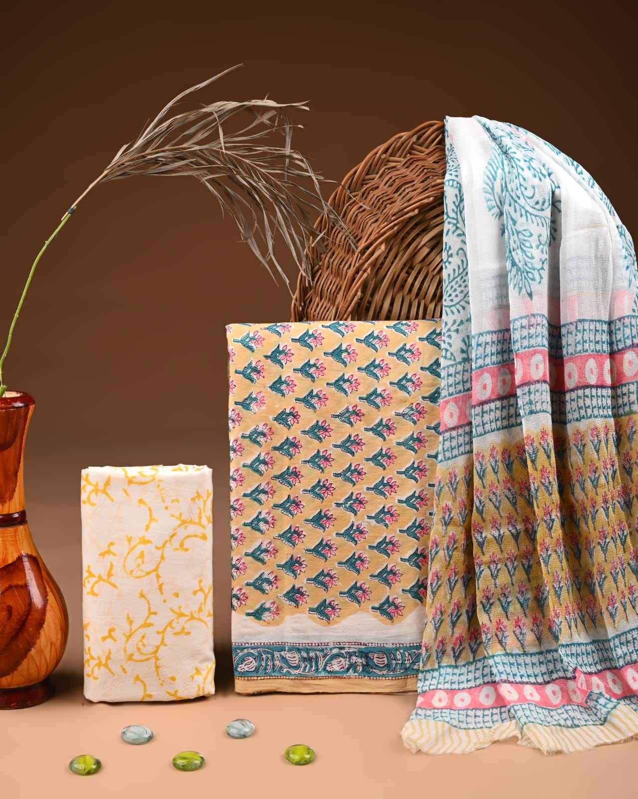 PREMIUM COTTON SUIT SET WITH CHIFFON DUPATTA