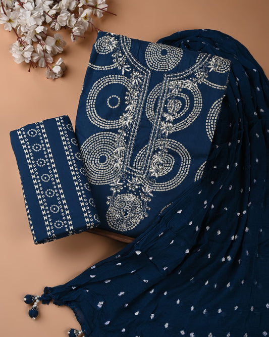 PREMIUM GOTA PATTI COTTON SUIT SET WITH CHIFFON DUPATTA