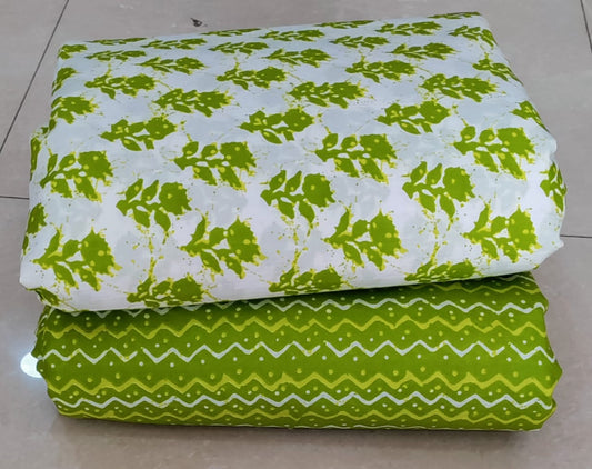 Elegant Hand Block Printed Cotton Top And Bottom Suit Sets