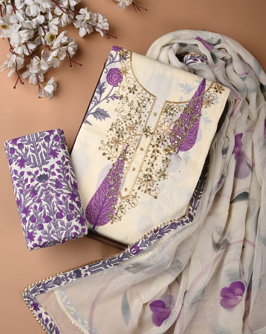 PREMIUM GOTA PATTI COTTON SUIT SET WITH CHIFFON DUPATTA