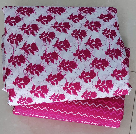 Elegant Hand Block Printed Cotton Top And Bottom Suit Sets