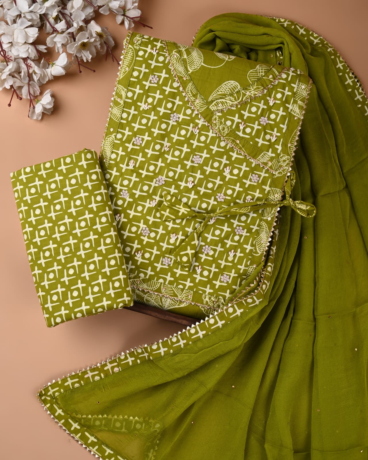 PREMIUM GOTA PATTI COTTON SUIT SET WITH CHIFFON DUPATTA