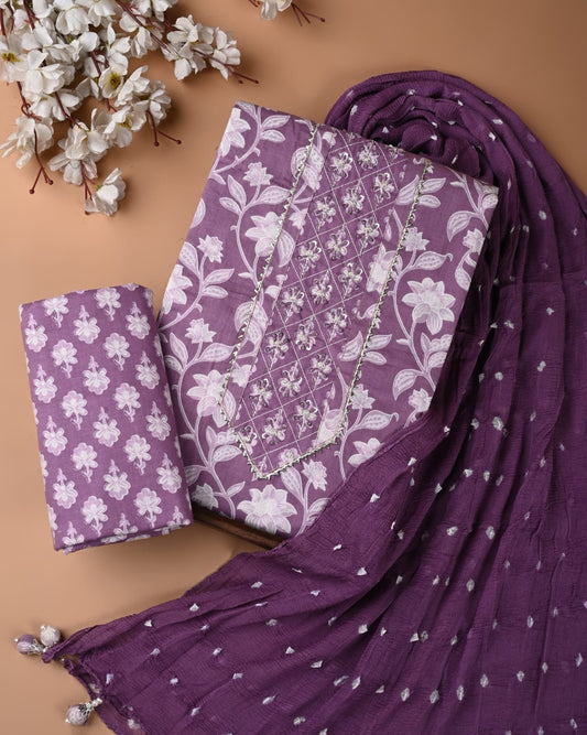 PREMIUM GOTA PATTI COTTON SUIT SET WITH CHIFFON DUPATTA