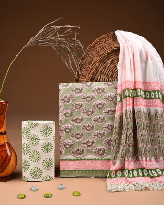 PREMIUM COTTON SUIT SET WITH CHIFFON DUPATTA