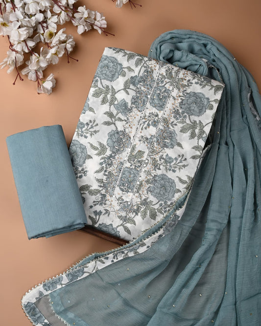 PREMIUM GOTA PATTI COTTON SUIT SET WITH CHIFFON DUPATTA