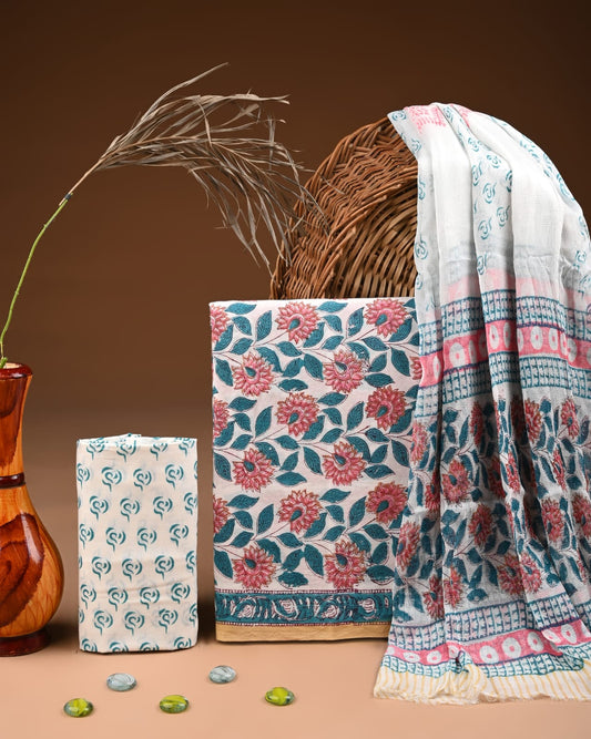 PREMIUM COTTON SUIT SET WITH CHIFFON DUPATTA