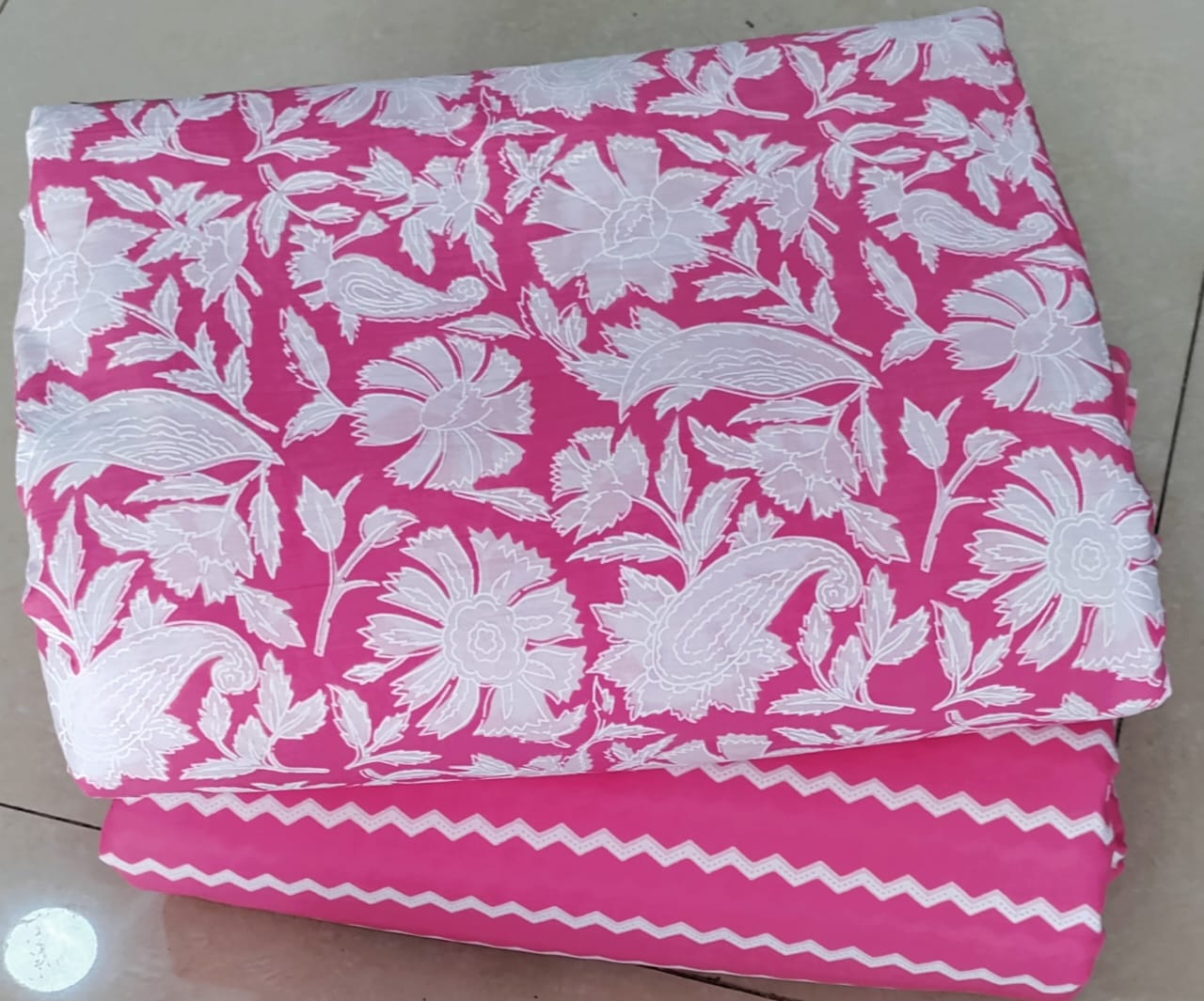 Elegant Hand Block Printed Cotton Top And Bottom Suit Sets