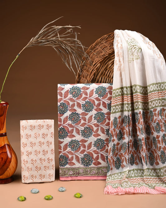 PREMIUM COTTON SUIT SET WITH CHIFFON DUPATTA