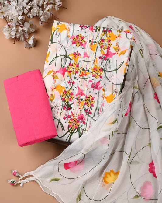 PREMIUM GOTA PATTI COTTON SUIT SET WITH CHIFFON DUPATTA