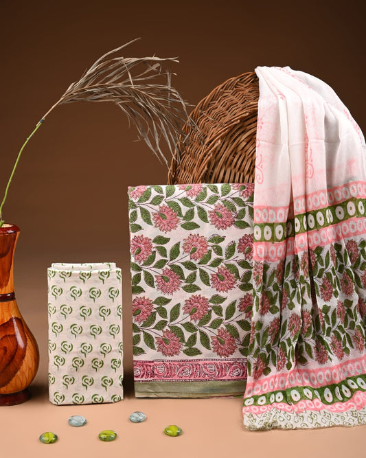 PREMIUM COTTON SUIT SET WITH CHIFFON DUPATTA