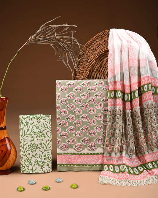 PREMIUM COTTON SUIT SET WITH CHIFFON DUPATTA