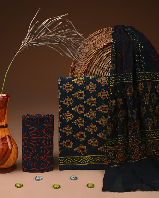 PREMIUM COTTON SUIT SET WITH CHIFFON DUPATTA