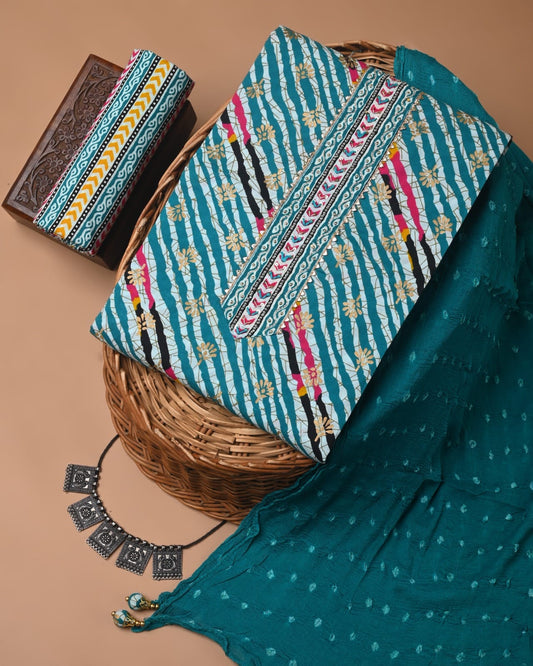 PREMIUM GOTA PATTI COTTON SUIT SET WITH CHIFFON DUPATTA