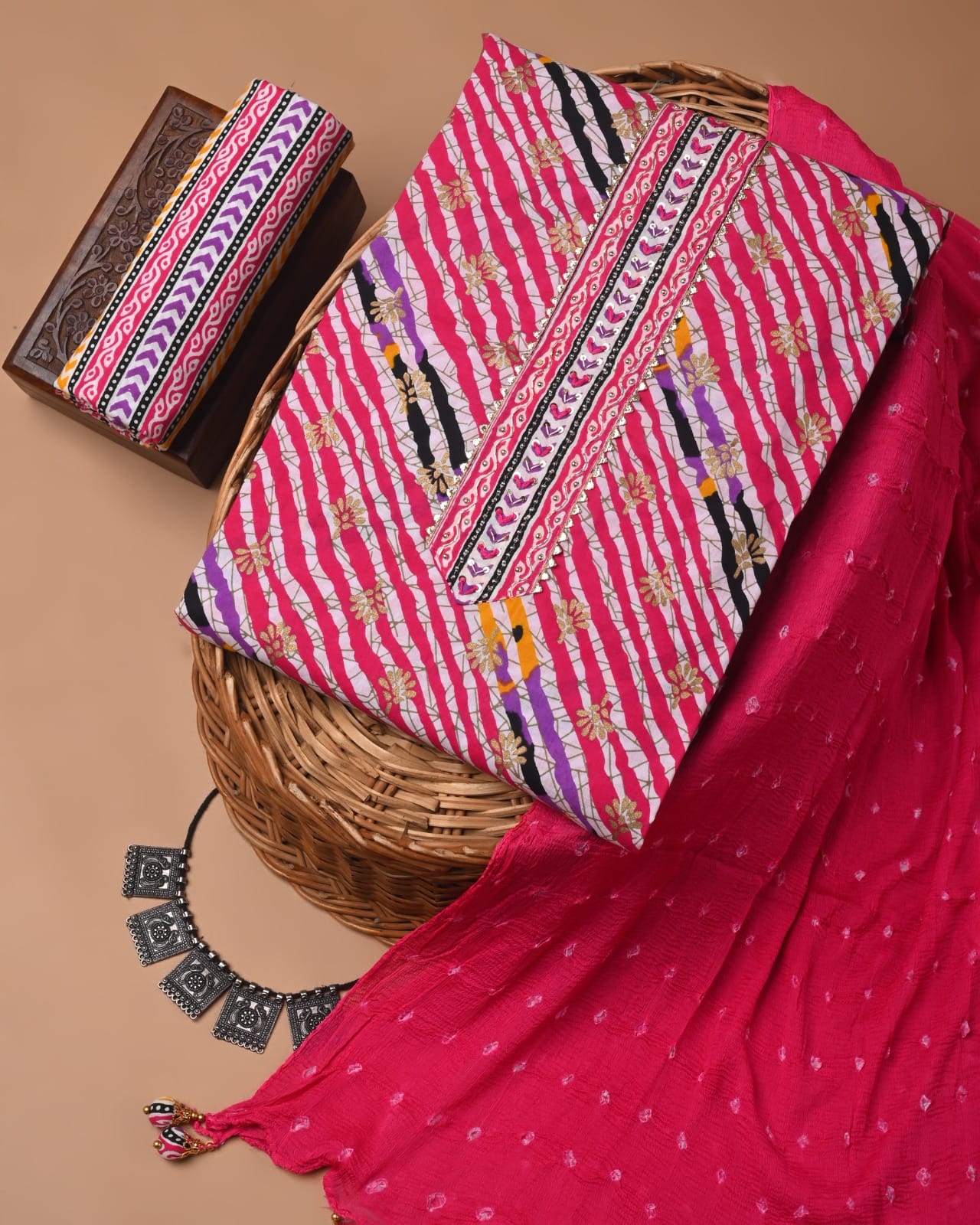 PREMIUM GOTA PATTI COTTON SUIT SET WITH CHIFFON DUPATTA