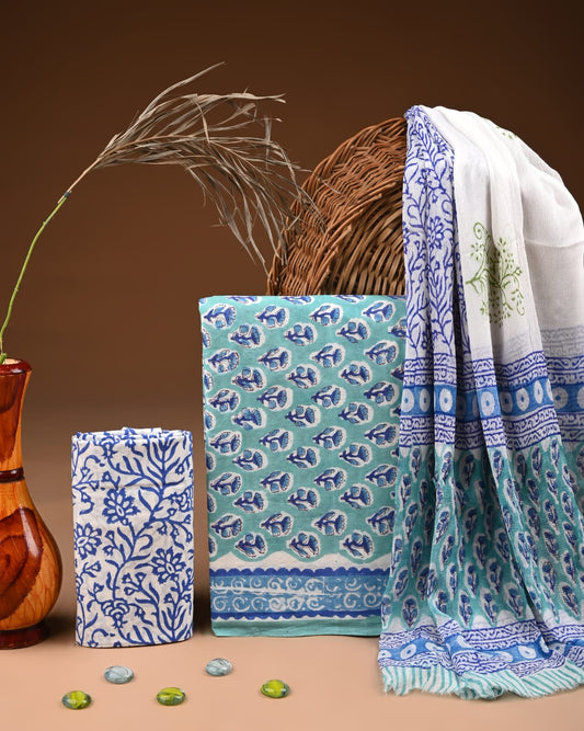 PREMIUM COTTON SUIT SET WITH CHIFFON DUPATTA