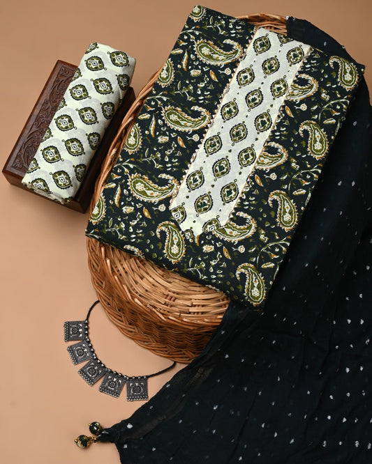 PREMIUM GOTA PATTI COTTON SUIT SET WITH CHIFFON DUPATTA