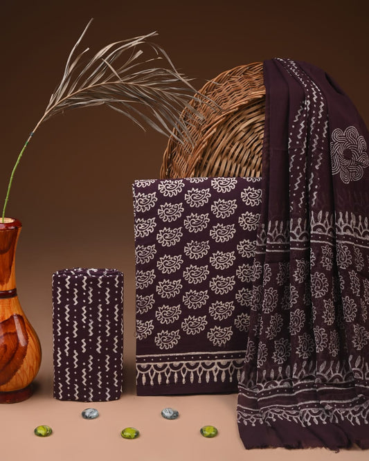 PREMIUM COTTON SUIT SET WITH CHIFFON DUPATTA