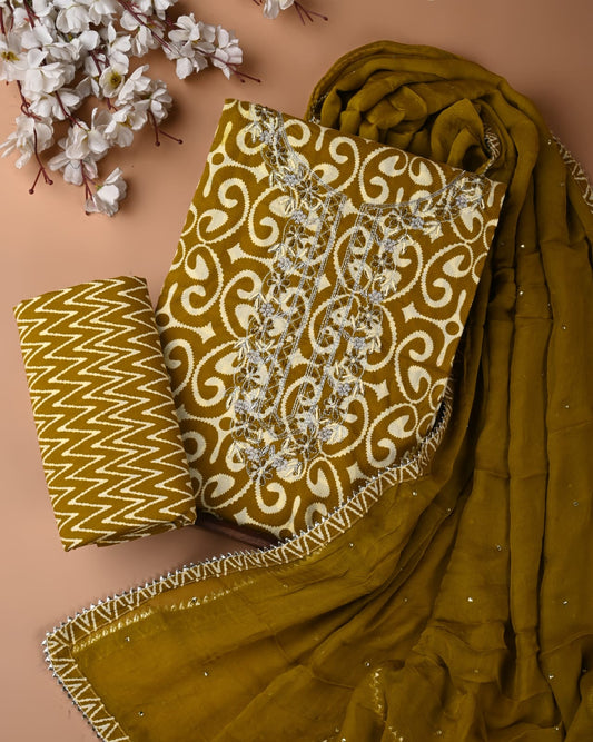 PREMIUM GOTA PATTI COTTON SUIT SET WITH CHIFFON DUPATTA