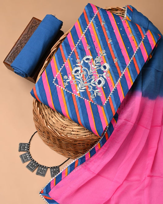 PREMIUM GOTA PATTI COTTON SUIT SET WITH CHIFFON DUPATTA