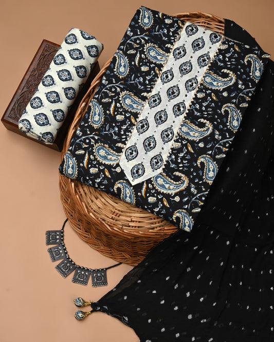 PREMIUM GOTA PATTI COTTON SUIT SET WITH CHIFFON DUPATTA