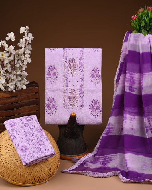 PREMIUM GOTA PATTI COTTON SUIT SET WITH CHIFFON DUPATTA
