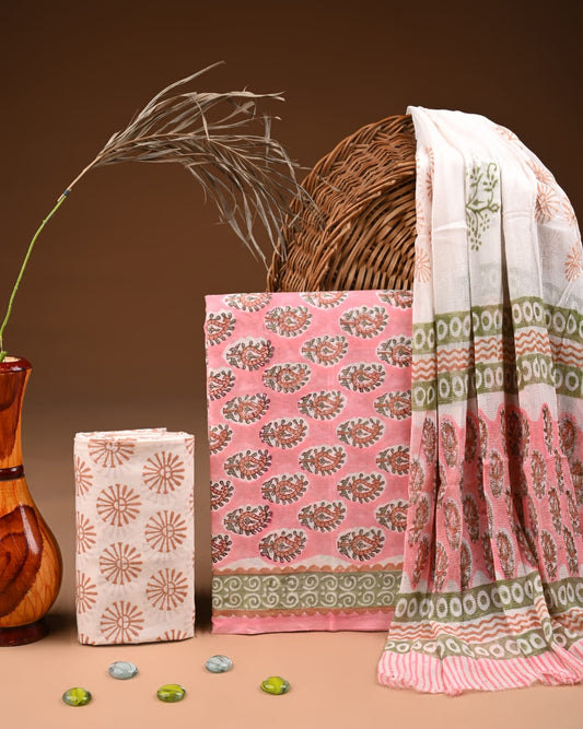 PREMIUM COTTON SUIT SET WITH CHIFFON DUPATTA