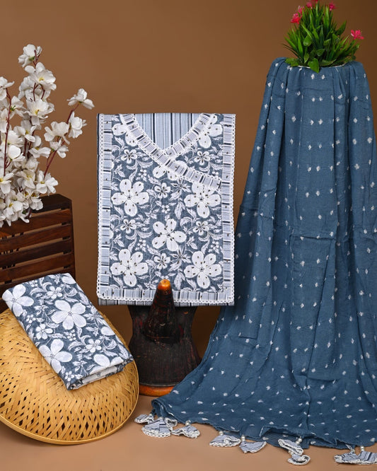 PREMIUM GOTA PATTI COTTON SUIT SET WITH CHIFFON DUPATTA