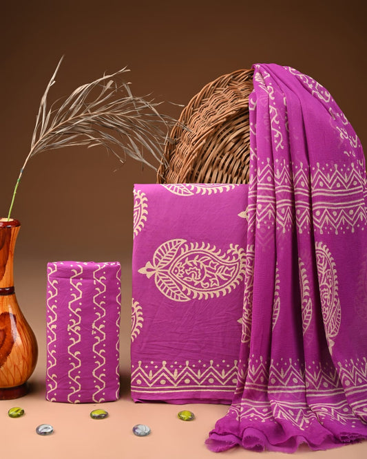 PREMIUM COTTON SUIT SET WITH CHIFFON DUPATTA