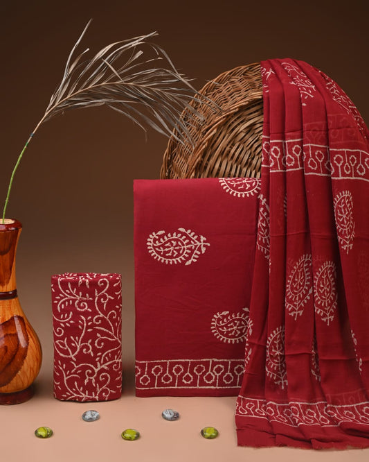 PREMIUM COTTON SUIT SET WITH CHIFFON DUPATTA