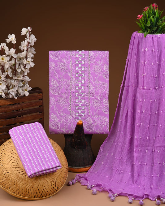 PREMIUM GOTA PATTI COTTON SUIT SET WITH CHIFFON DUPATTA