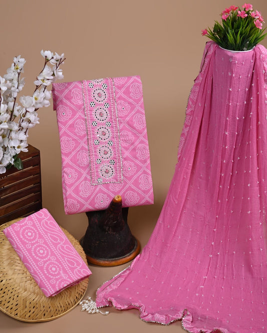 PREMIUM GOTA PATTI COTTON SUIT SET WITH CHIFFON DUPATTA