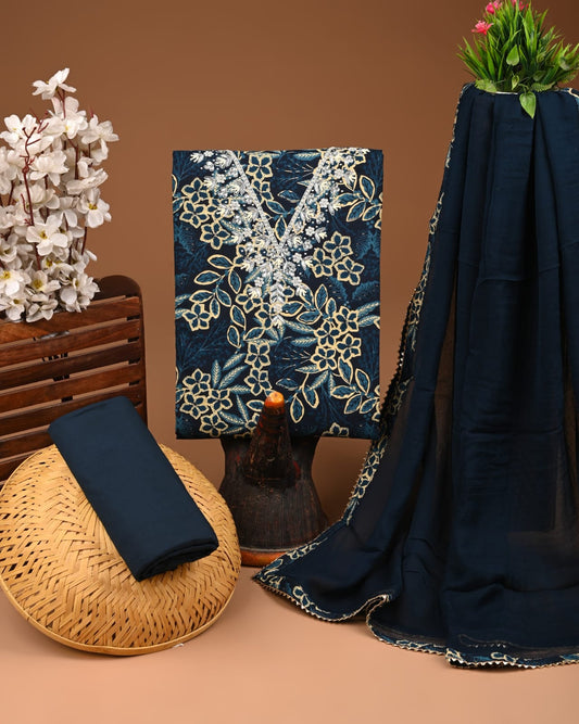 PREMIUM GOTA PATTI COTTON SUIT SET WITH CHIFFON DUPATTA
