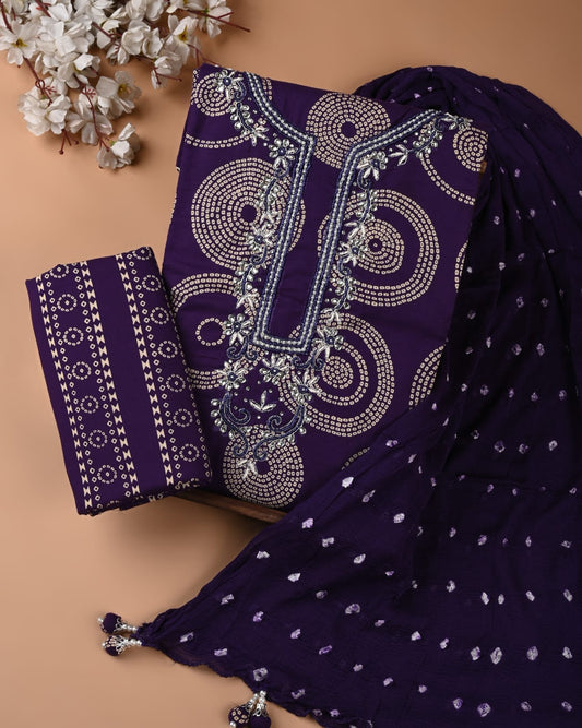PREMIUM GOTA PATTI COTTON SUIT SET WITH CHIFFON DUPATTA
