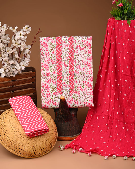 PREMIUM GOTA PATTI COTTON SUIT SET WITH CHIFFON DUPATTA