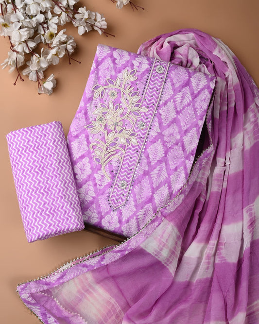 PREMIUM GOTA PATTI COTTON SUIT SET WITH CHIFFON DUPATTA