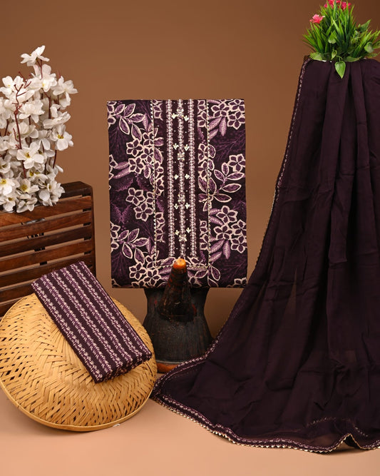 PREMIUM GOTA PATTI COTTON SUIT SET WITH CHIFFON DUPATTA