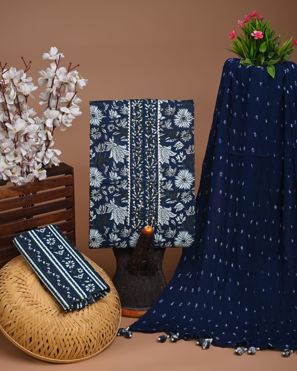 PREMIUM GOTA PATTI COTTON SUIT SET WITH CHIFFON DUPATTA
