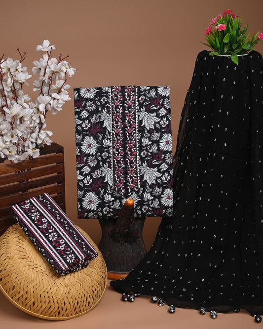 PREMIUM GOTA PATTI COTTON SUIT SET WITH CHIFFON DUPATTA