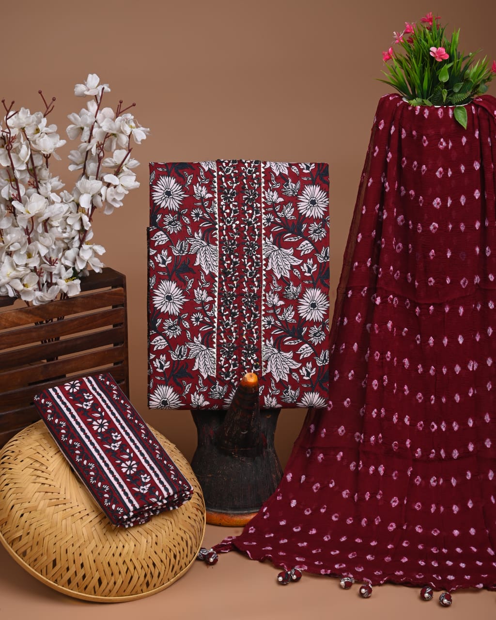 PREMIUM GOTA PATTI COTTON SUIT SET WITH CHIFFON DUPATTA
