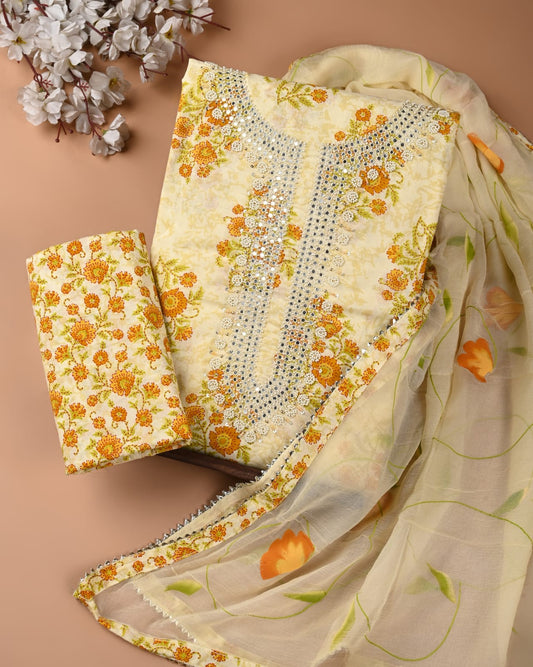 PREMIUM GOTA PATTI COTTON SUIT SET WITH CHIFFON DUPATTA