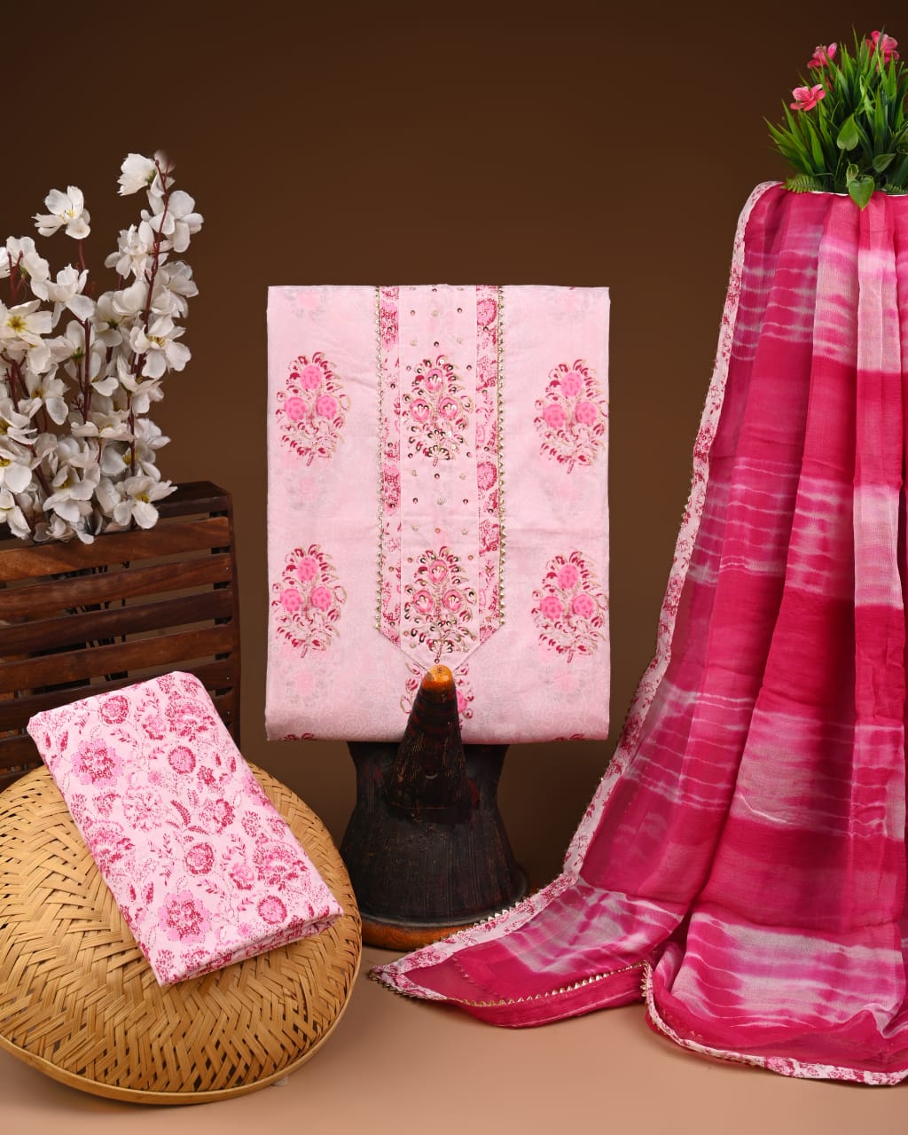 PREMIUM GOTA PATTI COTTON SUIT SET WITH CHIFFON DUPATTA